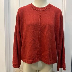 Parrish LA Sweater Women's Rust Red Boxy Pullover Sweater Crew Neck Size M-L